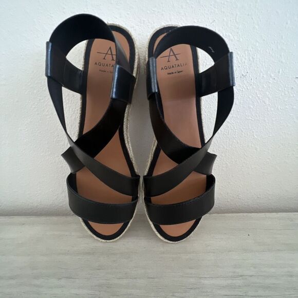 AQUATALIA Women Sz 7 Maggie Leather criss cross espadrille sandal w/dustbag $180 - Picture 3 of 16